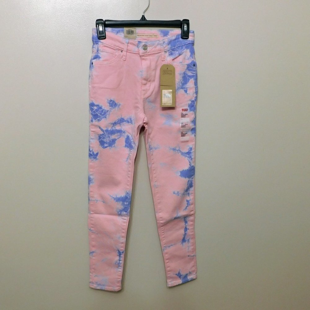 Jr24 Levi's Blue & Pink Women's 721 Ankle High-Rise Skinny Jeans